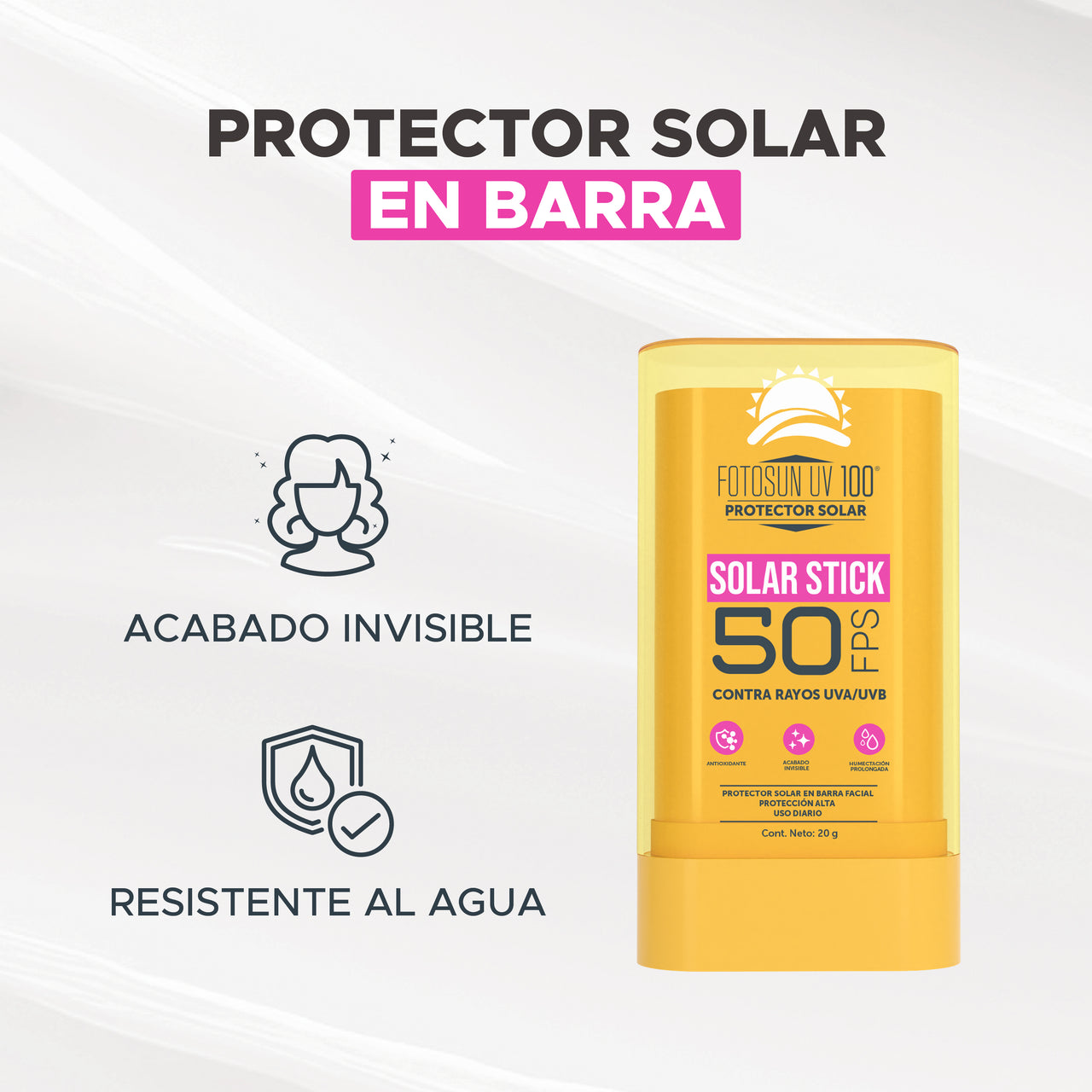 Solar Stick Fotosun UV100 FPS 50+ Acabado invisible Luz Azul