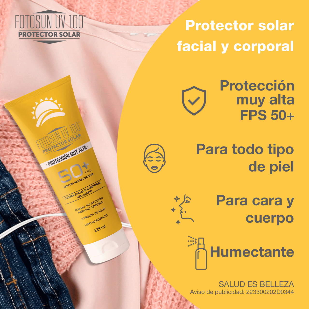 FOTOSUN UV 100 Protector Solar Facial y Corporal 125 ML