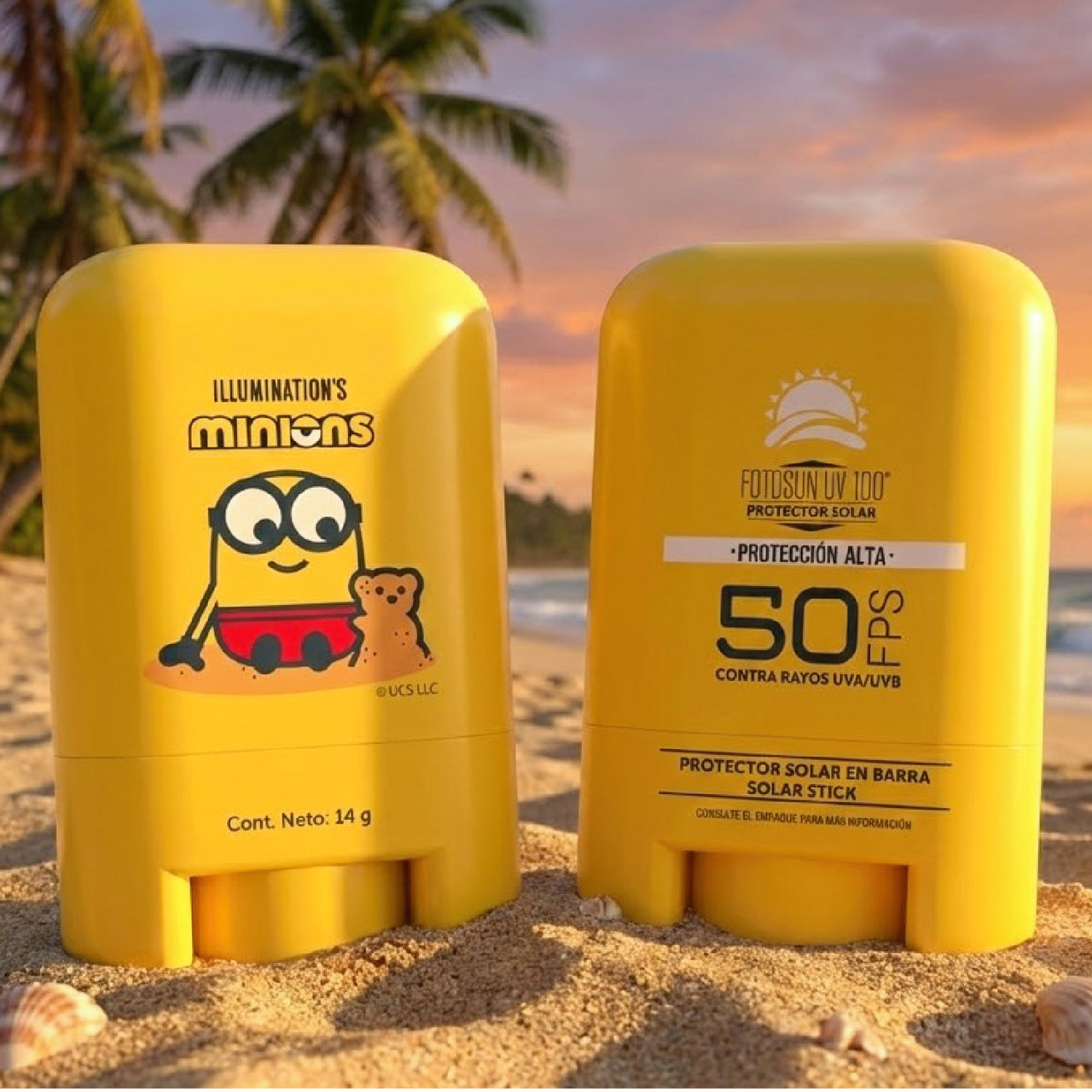 Barra Solar MINIONS Stick   FOTOSUN UV 100  FPS 50+ KIDS  14 GR